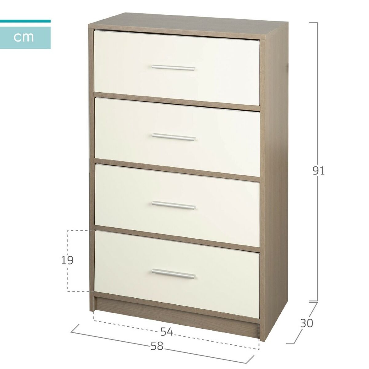 Cómoda Max Home Branco Cinzento Moderno 58 x 91 x 30 cm